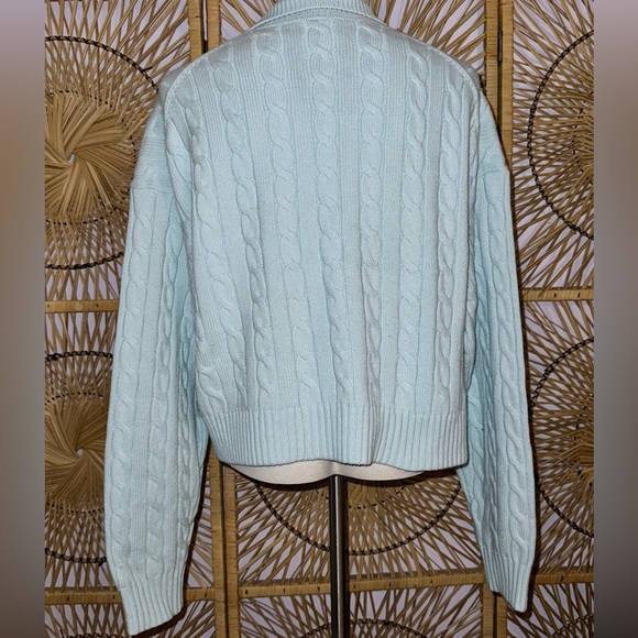 Lottie Aritzia Light Blue-Green Cable Knit Sweater L - Picture 4 of 9